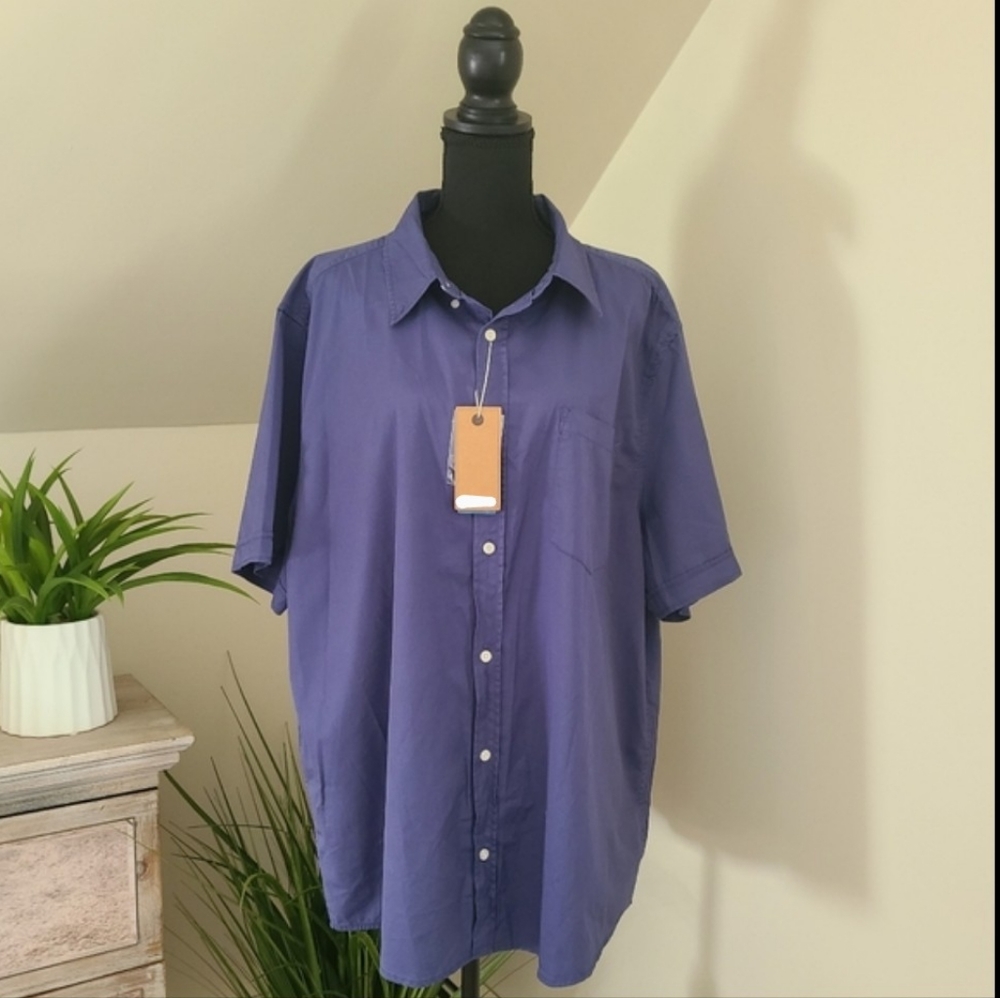 THREAD WAVE Men's Short Sleeve Button-Down Classic-Fit Shirt Blue Size 2XL